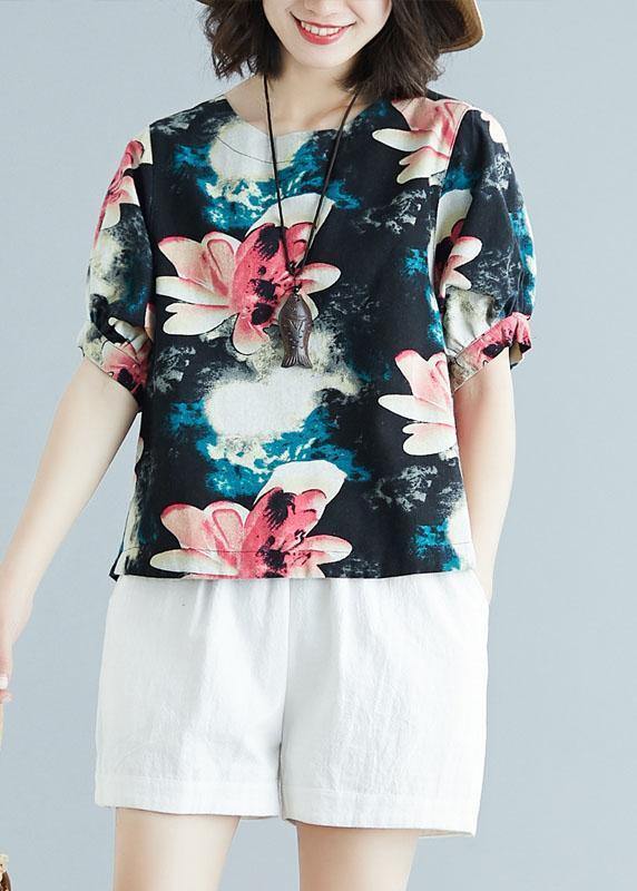 Beautiful floral cotton tunic pattern short sleeve daily summer shirt - bagstylebliss