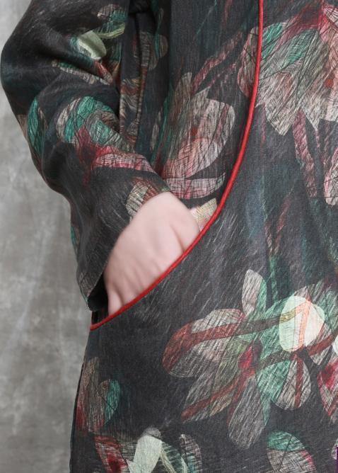 Beautiful floral linen dresses o neck pockets Maxi Dresses - bagstylebliss