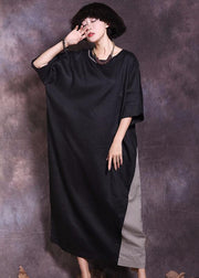 Beautiful half sleeve cotton clothes Women Tutorials black Traveling Dress summer - bagstylebliss
