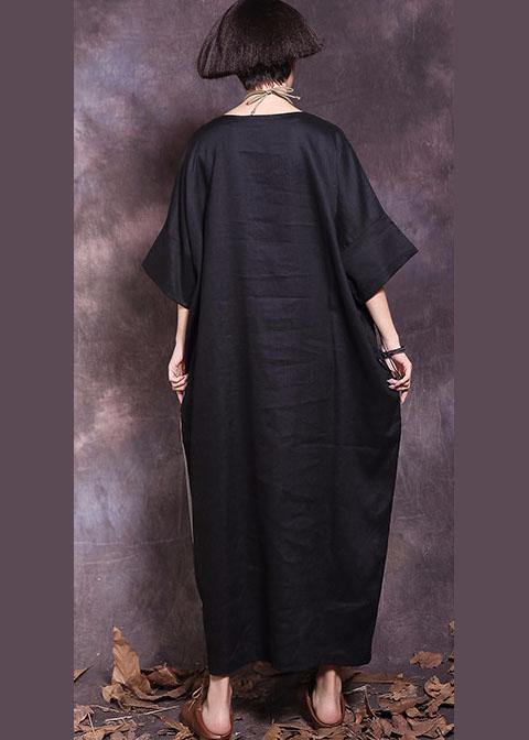Beautiful half sleeve cotton clothes Women Tutorials black Traveling Dress summer - bagstylebliss