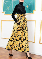 Beautiful high neck cotton winter tunics for women Inspiration black patchwork cotton Dress - bagstylebliss