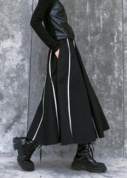 Beautiful high waist cotton asymmetric striped Long Shirts design black long Dresses - bagstylebliss