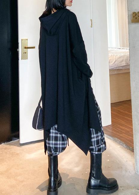 Beautiful hooded asymmetric clothes For Women Fashion Ideas black shirt - bagstylebliss