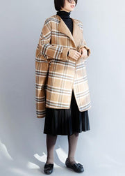 Beautiful khaki plaid Fashion clothes For Women Neckline o neck winter coat - bagstylebliss