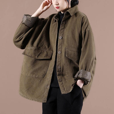 Beautiful lapel Button Down  spring for women chocolate short coats - bagstylebliss