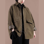 Beautiful lapel Button Down  spring for women chocolate short coats - bagstylebliss