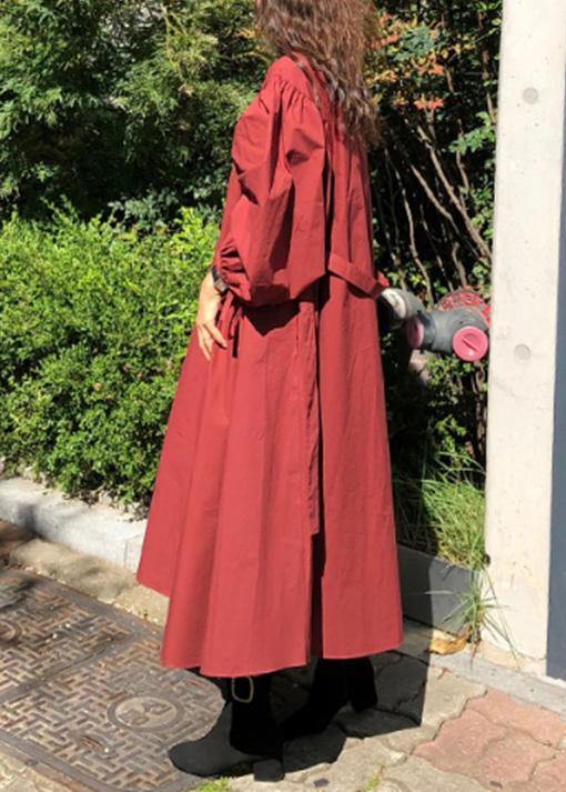 Beautiful o neck Batwing Sleeve cotton spring Tunics Photography red long Dresses - bagstylebliss