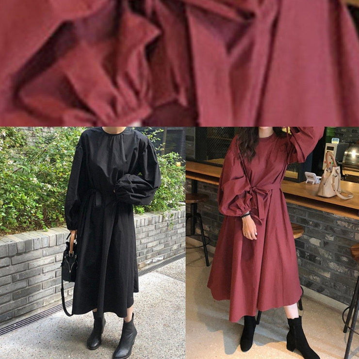 Beautiful o neck Batwing Sleeve cotton spring Tunics Photography red long Dresses - bagstylebliss