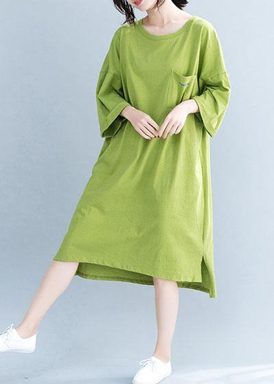 Beautiful o neck half sleeve Cotton tunic pattern Work green Dress - bagstylebliss