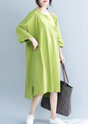 Beautiful o neck half sleeve Cotton tunic pattern Work green Dress - bagstylebliss