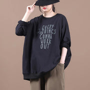 Beautiful o neck patchwork tops women blouses Fashion Ideas black Letter blouse - bagstylebliss