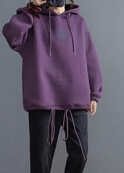 Beautiful purple tunic top hooded drawstring blouses - bagstylebliss