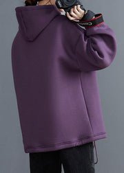 Beautiful purple tunic top hooded drawstring blouses - bagstylebliss