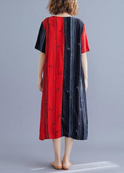 Beautiful v neck patchwork tunic dress Runway red Maxi Dresses summer - bagstylebliss