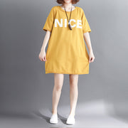 Beautiful yellow cotton clothes Omychic Tutorials o neck Letter Plus Size Clothing tops