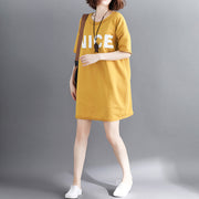 Beautiful yellow cotton clothes Omychic Tutorials o neck Letter Plus Size Clothing tops