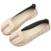 Beige For Women Hollow Out Flat Feet Shoes - bagstylebliss