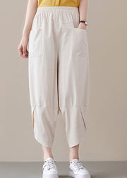 Beige Loose Pants asymmetrisches Design Frühling