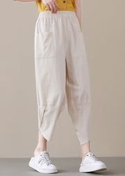 Beige Loose Pants asymmetrisches Design Frühling