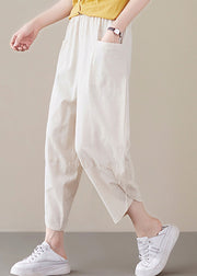 Beige Loose Pants asymmetrical design Spring