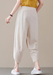 Beige Loose Pants asymmetrical design Spring