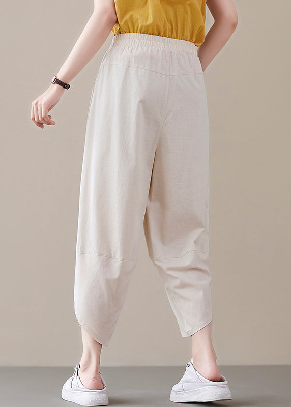 Beige Loose Pants asymmetrisches Design Frühling