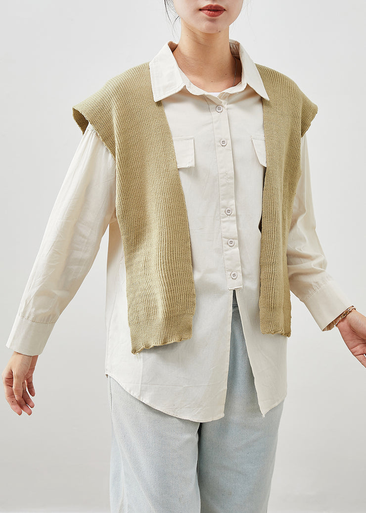 Beige Oversized Cotton Shirt Top Gift Shawl Fall