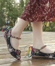 Black Cotton Fabric Beautiful Splicing Flat Shoes For Women