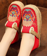 Black Cotton Linen Embroideried Fabric Flat Feet Shoes Splicing Flats - bagstylebliss