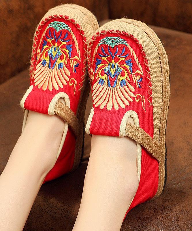 Black Cotton Linen Embroideried Fabric Flat Feet Shoes Splicing Flats - bagstylebliss