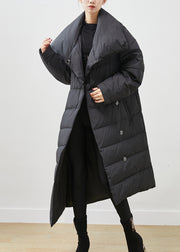 Black Duck Down Winter Coats Asymmetrical Peter Pan Collar Winter