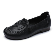 Black Floral Cowhide Leather Loafer Shoes  Loafer Shoes - bagstylebliss