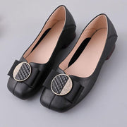 Black Loafer Shoes Genuine Leather Women Splicing Loafer Shoes - bagstylebliss
