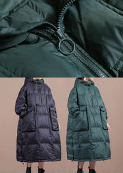 Black Pockets Fine Cotton Filled Parka Zip Up Winter