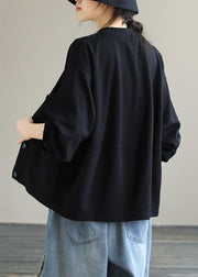 Black Pockets Patchwork Cozy Cotton Coat Fall