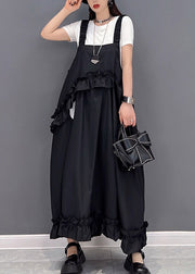 Black Print Patchwork Ruffled Long Dress Sleeveless