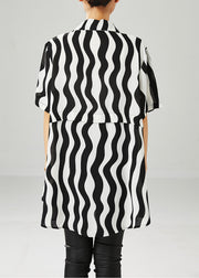 Black Wave Striped Spandex Shirts Oversized Summer