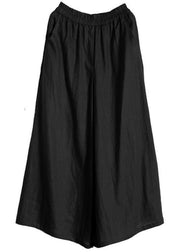 Black asymmetrical Design Linen Long Shirt Wide Leg Pants Summer - bagstylebliss