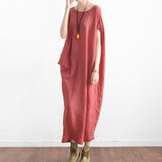 Black casual asymmetrical baggy linen summer dresses oversized sleeveless cotton