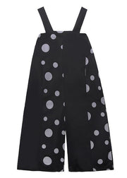 Black polka dot overalls 2021 new loose large size nine points straight wide leg pants - bagstylebliss