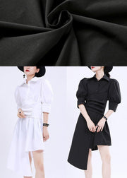 Black tie waist Cotton asymmetrical design Summer Dresses - bagstylebliss