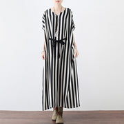 Black white striped summer dresses oversized chiffon caftans plus size maxi dress beach dresses sundress