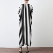 Black white striped summer dresses oversized chiffon caftans plus size maxi dress beach dresses sundress