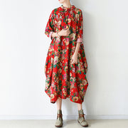 Blossom Red Baggy Chiffon-Kleider lose Art und Weise Chiffon-Kleid Frühlingskleider