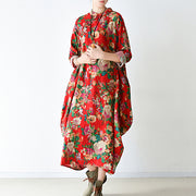 Blossom  red baggy Chiffon dresses loose fashion Chiffon dress spring dresses