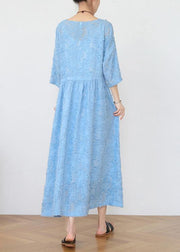 Blue Chiffon Cinched Holiday Dress In Spring Summer - bagstylebliss