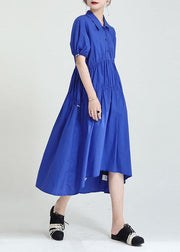 Blue Peter Pan Collar Asymmetrical Design Summer Party Dresses - bagstylebliss