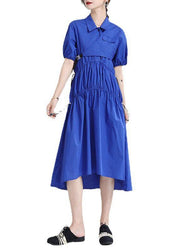 Blue Peter Pan Collar Asymmetrical Design Summer Party Dresses - bagstylebliss