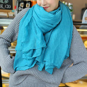 Blue female bib all-match long shawl all-match silk scarf - bagstylebliss