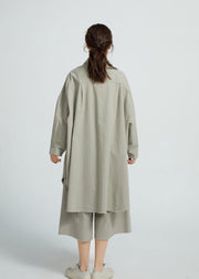 Bohemian  Cotton Long Shirt Tunics For Women Wardrobes Gray  Dresses - bagstylebliss